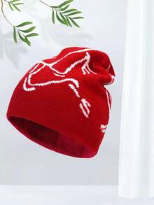 1顶鸟类图案提花针织帽，时尚男女通用休闲骑行帽，腈纶休闲帽，四季皆宜，万圣节和圣诞节新款设计 - 彩色 - 查看 10