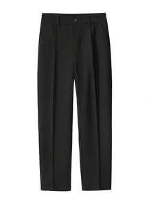 Men's Casual Straight-Leg Trousers, Fashionable & Minimalist, Autumn/Winter - Black - View 2