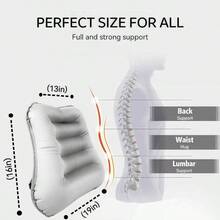 Almohada de apoyo lumbar inflable para asiento de viaje y silla de oficina, almohada de apoyo de espalda para avin y coche, almohada lumbar para aliviar el dolor de espalda baja y mejorar la postura - gris - Ver 5