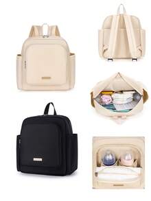 1pc Multifunctional Mommy Bag, Can Be Worn As Backpack Or Shoulder Bag, With Bottle Warmer And Wet/Dry Separation