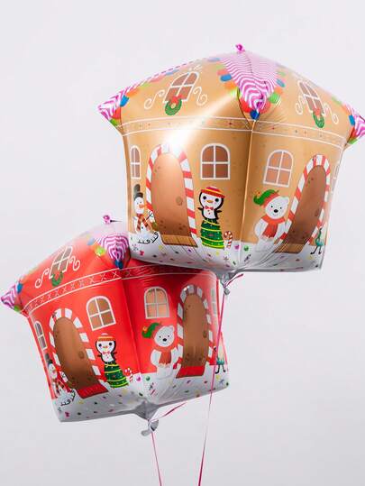 1/2Pcs 4D Christmas Theme House Shape Foil Balloons Christmas Decoration For Home Store Party Supplies Navidad 2026 Decor