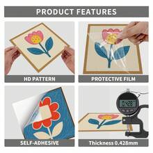 24 Floral Tile Stickers, 4x4 Inches, European Style, Peel And Stick, Waterproof PVC Tile Stickers, Farmhouse Style Kitchen And Bathroom Backsplash Decoration - 彩色 - 查看 6