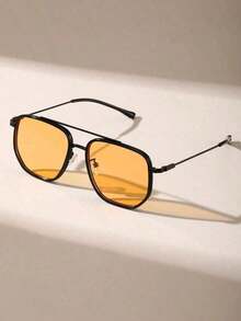 1pc Metal Pilot Frame Tinted Lens Classical Sunglasses For Vacation Party Musical Festival Accessories Sunglasses Beach Sun Glasses Beach Accessories For Women Sun Glasses Sunglasses Shades Basics And Suit For Sweater Jeans Sweatpants Hoodie Jackets Dress And Long Sleeve Shirt Fashionable Shade Elegant Outfit Family Outings Travel Vacation Holiday For Summer Beach Vacation,Outdoor,Travel - 黃色 - 查看 6