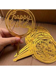 10pcs/Set Modern Happy Birthday Cake Decorations - Cake Decorations, Party Supplies, Wedding Decorations, Birthday Cakes, Christmas, Baking Accessories - Suitable For Family And Friends, Christmas Decorations - Multicolor - View 3
