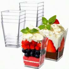 80 60ml/150ml Transparent Mousse Cups, Square Plastic Dessert Cups, Cake Ice Cream Pudding Cups, Perfect For Birthdays, Parties, Wedding Banquets, And Decorations - White - View 3