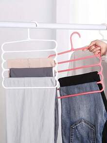 شماعة متعددة الوظائف ديكور متعدد الطبقات من البلاستيك لتوفير المساحة، شماعة 5 في 1 لتخزين البنطلونات والملابس والأحذية والتنانير، منظم غرفة النوم، ديكور المنزل والغرفة والأعياد - متعدد الألوان - مشاهدة 7