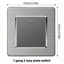 2 Way Light Switch 1 Gang LED Lightswitches Push Toggle Control Wall Mounted - Grey - View 5