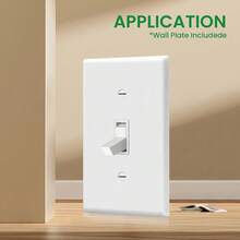 1/5 件单刀拨动开关，摇臂墙壁开关，重型，15 安培，120 伏，自接地，硬接线，不含墙板，易于安装，UL 认证，白色 - 白色 - 查看 3