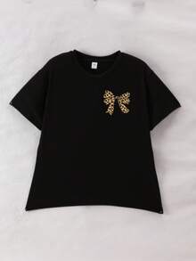 2pcs/Set Teen Girl Butterfly Print Short Sleeve T-Shirt And Flare Pants Outfit, Spring/Summer