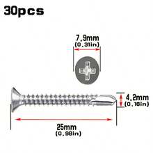 براغي ذاتية الثقب بكميات كبيرة، براغي رأس مسطح مخروطي، براغي ذاتية التثبيت، براغي ذيل ثقب متقاطع M4.2، براغي ذاتية الثقب مخروطية مطلية بالحديد المُصلّد - الأسود - مشاهدة 6