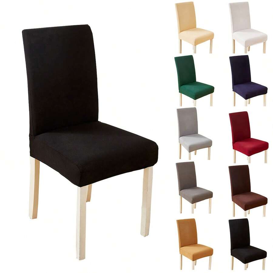 2/4/6pcs Solid Color Elastic Chair Cover Home Decoration Chair Slipcovers For Chair Covers Dining Room Bedroom Living Room Outdoor Hotel Wedding Office Kitchen Seat Covers Pet Stain Chair Dust Cover Autumn Home Decor Chairs And Chair Cushion Covers