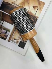 1PC Professional Round Comb Hair Brush Style, Detangling, Curling, And Blow Drying Comb For Smooth, Silky Hair, Easy To Use, Heat Resistant, Gentle On Hair, Ideal For Salon And Home Use, All Hair Types, Anti-Static, Birthday/Festive Gift, Wood Pattern Plastic Comb, 5 Sizes Boy Valentine Heart Valentine - Wood Pattern - View 10