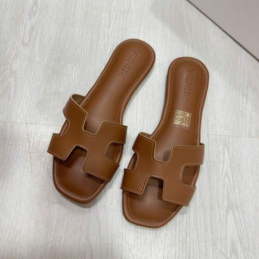 Valentim Brasil Women's Sandal CARAMELO – Synthetic Leather, Model 5050, Comfortable, Light And Modern, Summer 2025 - 焦糖色 5050 - 查看 1