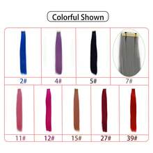 20 piezas Mini extensiones de cabello con cinta adhesiva invisible de 24 pulgadas rectas, extensiones de cabello sintético con cinta de colores para disfraz de Halloween, vestido de fiesta, Navidad, Año Nuevo