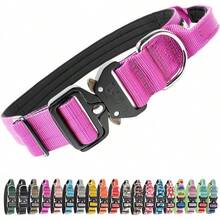 Collares de Perro Premium Collar de Perro con Asa y Hebilla de Metal de Liberación Rápida Resistente, Grueso y Ajustable para Perros Medianos a Grandes (Estampado de Leopardo L) - Morado - Ver 11