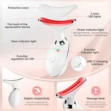 Belovedone Neck & Face Massager, Neck Beauty Device, 3 Intensity Levels & Constant Temperature Massage & 3 Color Modes Neck & Face Beauty Device, Reduces Fine Lines & Lifts Sagging Skin, Heating Vibration Skin Rejuvenation Lifting Beauty Instrument, Suitable For Home Facial Care Machine - White - View 4