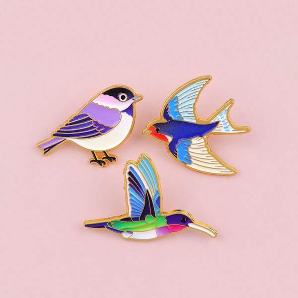 Farbige Spatz Vögel Aktentaschen Abzeichen Anstecknadeln für Rucksack Herren Brosche für Kleidung Emaille Pin Mode Schmuck Accessoires Geschenke