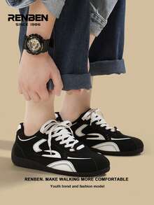 RENBEN 1 par de zapatillas casuales con cordones y malla para hombres, zapatillas deportivas de verano transpirables y de suela baja, adecuadas para viajar, ir al trabajo, hacer senderismo, citas, zapatos populares para hombres en 2025