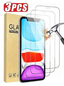 3 عبوات حماية شاشة زجاج مقسى شفاف كامل الشاشة [صلابة 9H] [لمس حساس] [وضوح عالي] [مقاوم للكسر] [مضاد للبصمات] [مضاد للفقاعات] [مقاوم للخدش] لهواتف آيفون 11/XR، متوافق مع آيفون 17/16 برو ماكس/16/16 برو/16 بلس/15 برو ماكس/15/15 برو/15 بلس/14 برو ماكس/14/14 برو/14 بلس/13 برو ماكس/13/13 برو/12 برو ماكس/12/12 برو/11/11 برو ماكس/XS/XS MAX/7/8 بلس