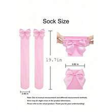 1 Pair Sexy Thin Bowknot Knee High Silk Stockings - Bow Decorated Over-Knee Hosiery, Fashion Versatile Socks For Women, Ideal For Christmas Party Decor, Stage Performances, Cosplay, Events & Parties, Y2K - 彩色 - 查看 4