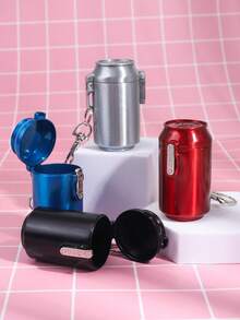 1 cenicero portátil de material metálico con forma de lata, diseño abatible, equipado con un accesorio de llavero, fácil de transportar, adecuado para uso en exteriores, el hogar y el automóvil, regalo de cenicero
