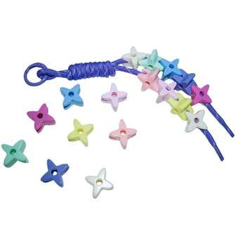 10개 패셔너블한 미니멀리스트 아크릴 스프링 컬러 X자형 꽃 빅 홀 4각 별 비즈 DIY 가방 펜던트, 캐주얼 슈즈 버클, 폰 랜야드, 주얼리 액세서리, 레귤러 스타일