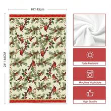 1pc/2pcs/4pcs Red Bird Christmas Super Soft Fiber Kitchen Towel, 45*66cm Seasonal Kitchen & Dining Table Decor Dish Cloth, Christmas Home Decor - Multicolor - View 3