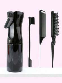 4pcs/Set Professional Hair Styling Tool Kit, Includes Spray Bottle, Tail Comb, Eyebrow Brush, Volumizing Brush, Daily Hair Cleaning Brush, Wet & Dry Curling Brush, Sectioning Brush, Coarse & Fine Hair Care Brush Set, Suitable For Salon And Home Use, Essential For Haircutting - Multicolor - View 16