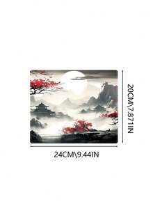 超大游戏鼠标垫，超大动漫桌面垫，带防滑底座，全尺寸键盘垫，缝边设计，适用于游戏和办公（风景动漫复古设计）