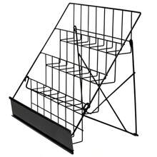 Counter Card Rack Display Stand In Black - 4 Tier Wire Book Magazine - Black - View 1