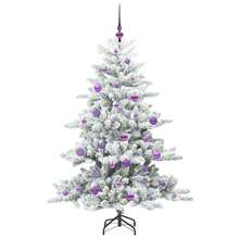 Artificial Hinged Christmas Tree With 150 LEDs 150 Cm PVC - Blanco y morado - Ver 4