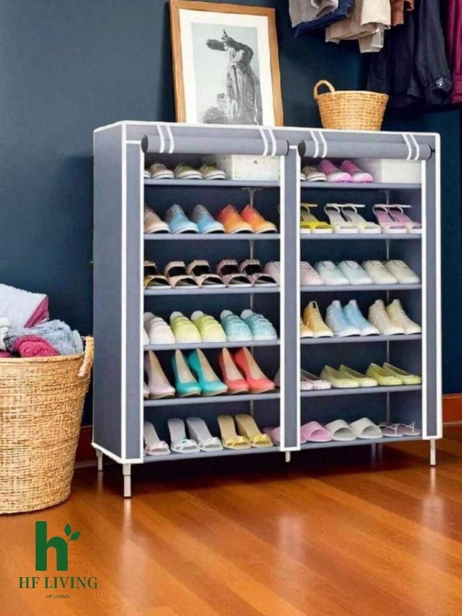 Zapatera Doble de Closet 6,7 Niveles 32pares Organizador Cubierta de Tela Impermeable, Estante con Estructura de Acero de 6-7 Niveles, Zapatero Ahorrador de Espacio, Multifuncional de Fácil Armado - Multicolor - Ver 1