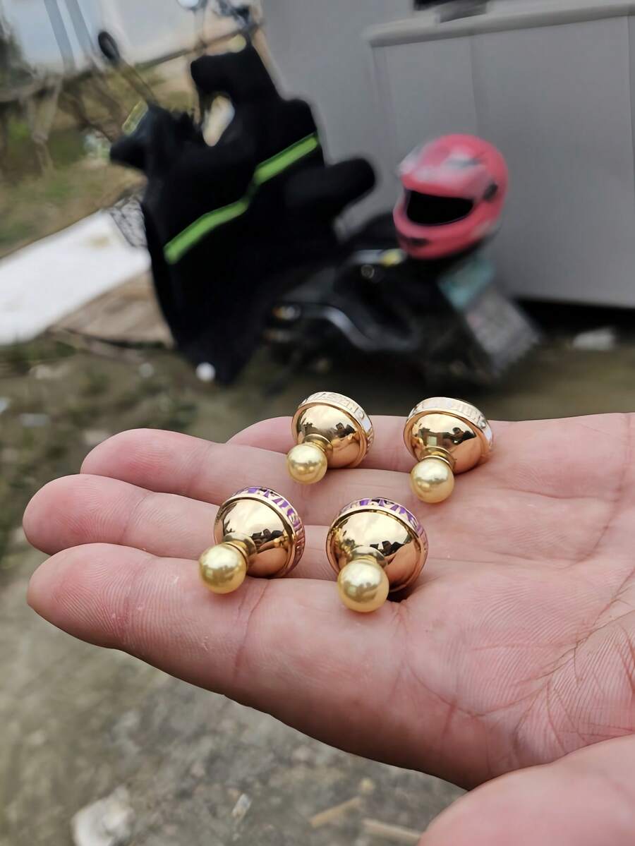 2 Stücke Buchstaben Vintage Klassisch Kugel Modisch Elegant Ohrstecker für Frauen, geeignet für den täglichen Gebrauch und als Geschenk - Gold - Übersicht 1