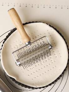 1 件装不锈钢滚筒面团切割器，带木柄，披萨面团滚筒，烘焙糕点格子切割器，面粉擀面杖，烘焙工具 - 彩色 - 查看 9