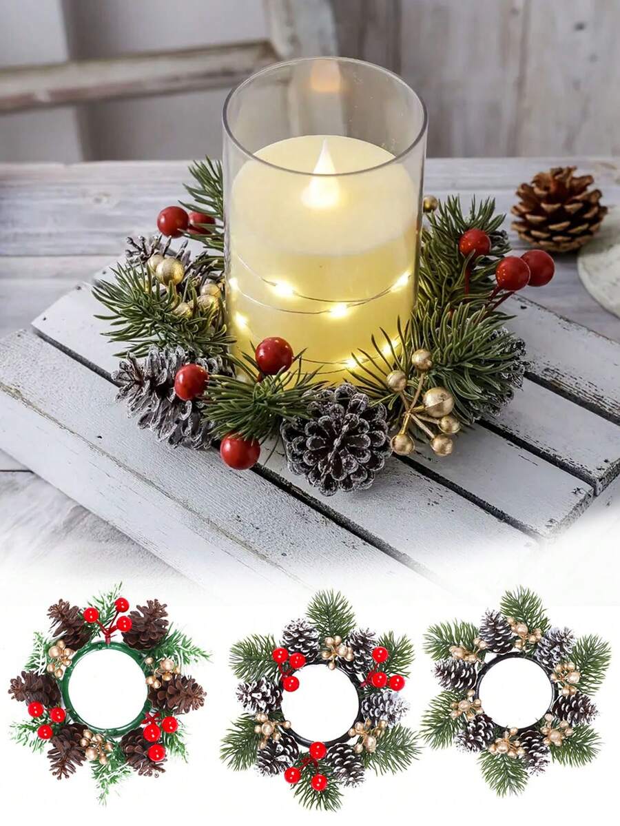 1 pièce Guirlande de décoration de Noël artificielle, Bougeoirs de couronne de Noël, Pommes de pin, Glands, Couronnes de feuilles de pin, Décorations de table, Décorations de chambre, Décorations de Noël, Décorations de fête, Fête de Noël, Fête du Nouvel An Décorations de Noël Décorations de Noël pour la maison Cadeaux de Noël Décoration de chambre Décorations de Noël Décorations de chambre à coucher Cadeaux de bas de Noël Cadeaux pour femmes - Multicolore - Voir 1