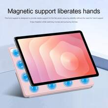 Étui de protection de style livre magnétique pour les tablettes Galaxy Tab S11 (11 pouces) / S11 Ultra (14,6 pouces), avec support en forme de Y, compatible avec les modèles X730/X736B/X930/X936B, fonction de veille/réveil automatique - Rose bonbon - Voir 2