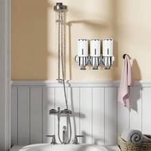 LIPETY 3-In-1 Chamber Shower Pump Dispenser Wall Mounted Bathroom Organizer For Shampoo, Soap, Conditioner, Shower Gel, For Bathroom, Kitchen, Hotel (White) - 白色 - 查看 2