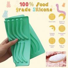 7Pcs Gummy Bear Molds Silicone, Nonstick Gummy Chocolate Candy Worm Molds With 2 Droppers Convenient Filling, Includes Bear, Worm, Dinosaur, Donut And Heart, 218Cavity - 綠色 - 查看 4