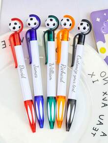 Custom Sculpted Text Creative Touch Football Shaped Pen, Supports Personalized Name, Phrase And Date. Great Gift For Family, Children's School, Friends Who Enjoy Writing,Office Decor - Multicolor - View 4