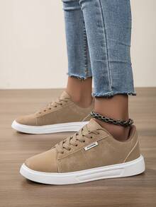 Women Shoes Casual Sneakers, Lace Up Soft Sole Flat Comfortable Skate Shoes For Women, Lightweight Low-Top Daily Shoes