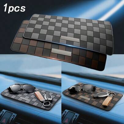 1件装多色格子图案多功能硅胶汽车防滑垫，耐热防滑收纳垫，采用高弹性和柔软的硅胶材质，质地光滑