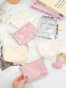 1 件可爱亮片蝴蝶零钱包，带蝴蝶结吊坠，Coquette Bling Bling 迷你防水零钱包，钱包可爱少女迷你钱包 - 彩色 - 查看 11