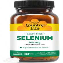 Country Life Selenium, Yeast Free, Supports Immune Health, 100 Mcg, 180 Tablets, Gluten Free, Vegan, Halal - Flavor NameA - 查看 1