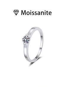 1枚女士结婚戒指 - Sherise戒指，1.8克925纯银，0.5克拉莫桑石，波西米亚宫廷风格，订婚、结婚、周年纪念、情人节礼物，附赠莫桑石证书和精美礼盒