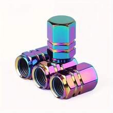 4-Pack Colorful Car Motorcycle Valve Caps Aluminum Alloy Valve Covers Tire Valve Caps Dustproof Caps Hex Valve Caps Chrome Plated Tire Caps - Iridescent Aluminum Alloy Valve Cap - View 2