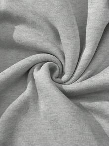 Set de 2 piezas de mujer con sudadera con capucha y pantalones de chándal de unicolor, para otoño/invierno - Gris - Ver 4