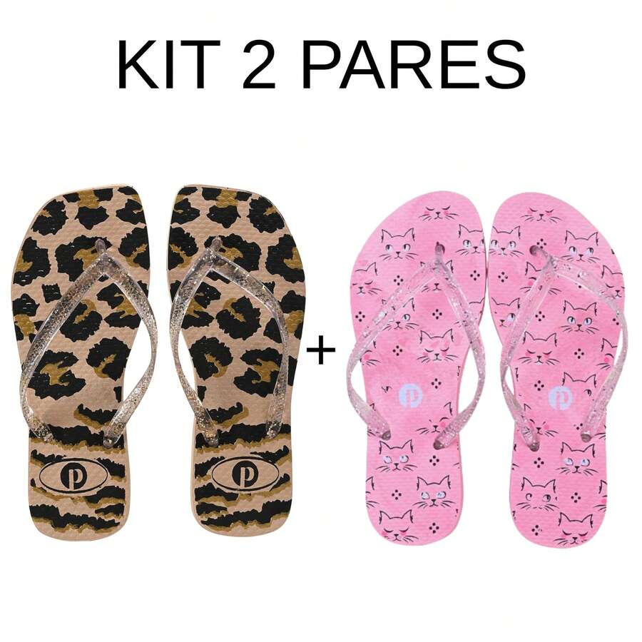 Comfortable Soft Women's Flip Flops - D2.15-pinkCat-orange - View 1