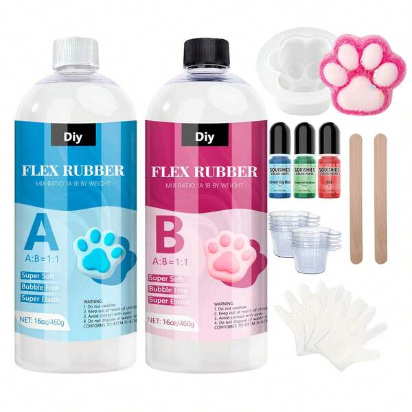 16oz/32oz Soft Silicone Rubber - 1:1 Silicone Blend, Ultra Soft Liquid Resin Gel, Suitable For Making DIY Stress Relief, Squeezing Leisure Gifts