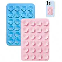 4个/套 硅胶吸盘手机支架，防水粘性底座，适用于大多数手机，通用指握式设计，方便自拍和视频拍摄，黑色/白色/紫色/橙色；2个/套 黑粉色/白色 - 彩色 - 查看 34