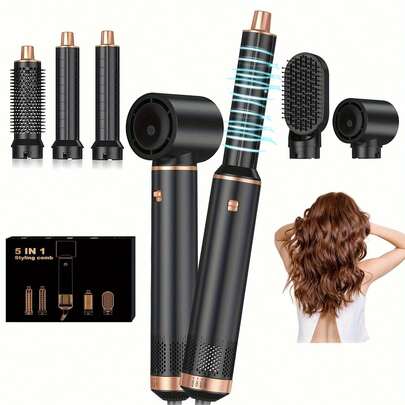 UKLISS UKLISS 5-In-1 Hot Air Styling Brush Set - Blow Dryer, Auto Curler & Straightener, Negative Ion Hair-Friendly Tool For Salon-Grade Blowouts